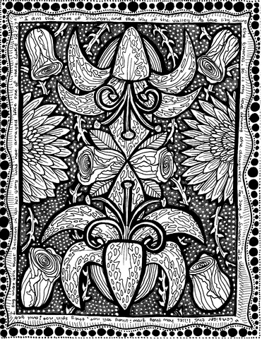 Lilies Zentangle Coloring Page